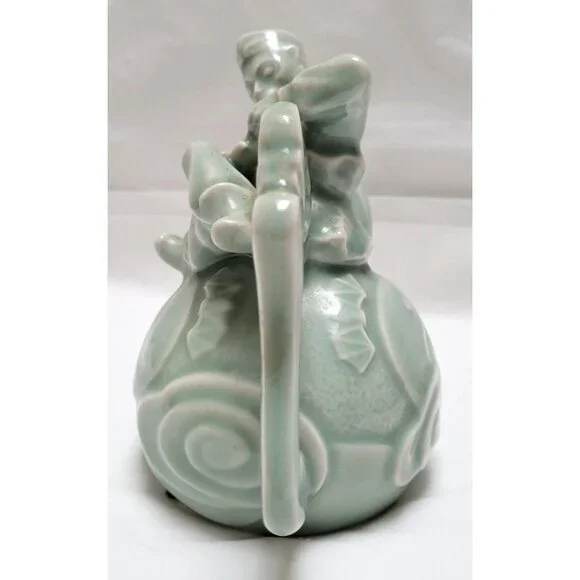 Vintage The Bombay Company Jade Green Porcelain Yin Yang Monkey Riding Teapot - Picture 2 of 6
